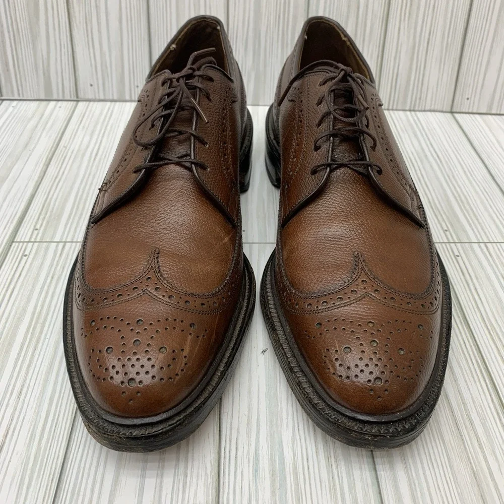 VTG Allen Edmonds 9157 MacNeil Brown Pebbled Leather Wingtip Brogue Shoes 9.5 B‎